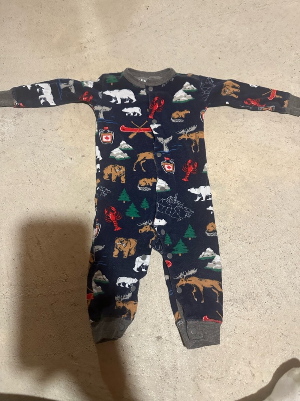 Cozy Navy Woodland Animals Footed Pajamas for Kids